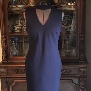 Calvin Klein Navy Blue Size 6 Choker Neck Sleeveless Dress